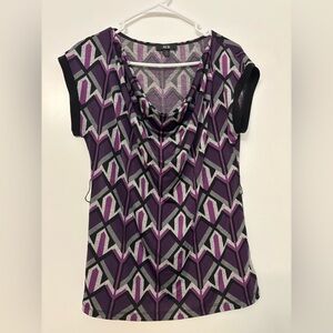 AGB Purple Ruched Blouse with Black Accents